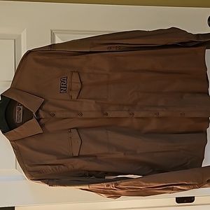 NRA Mens Button Up Long Sleeve Shirt 2XL, Brown